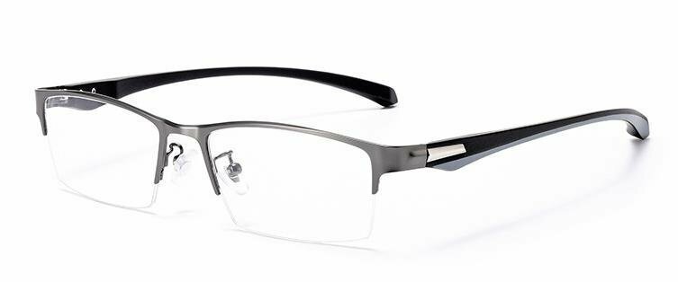 1円スタート　ハーフリム　金属フレーム　超軽量　タテ眼鏡　レンズ交換可能　メガネフレーム　 sc0373