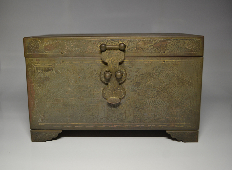 朝鮮美術　李朝　銅器　銅製　化粧箱　小物入　