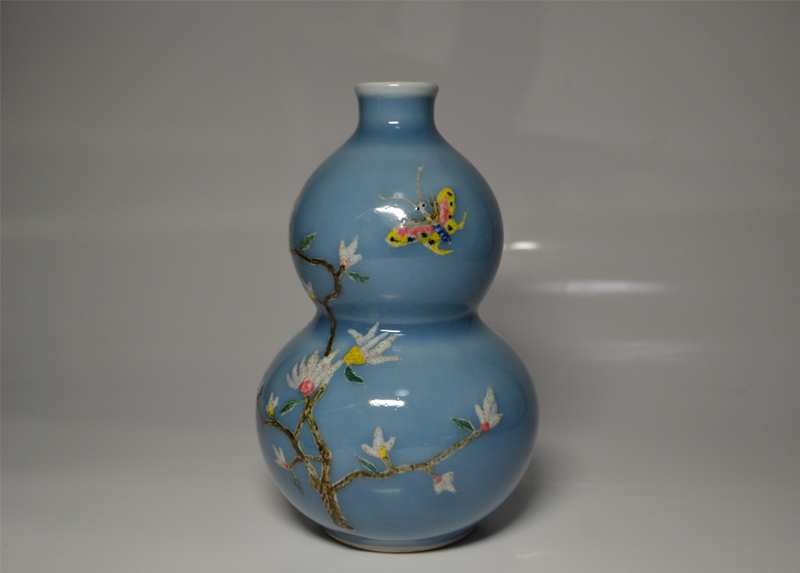 中国美術　景徳鎮　瓢箪型　花瓶　中国古玩　置物