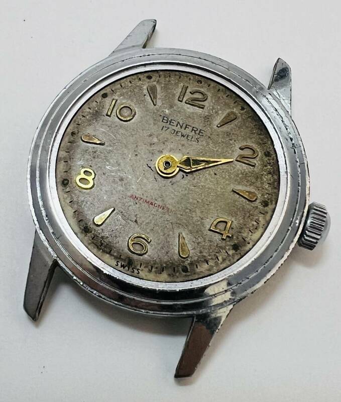 動作未確認　BENFRE ベンフレ 腕時計 スイス製 手巻き 17石　ガラスなし　ガラスなし