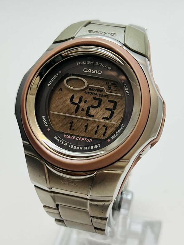 動作未確認　CASIO カシオ Baby-G ベビージー G-MS MSG-900D デジタル 腕時計 ステンレススチール 電波ソーラー