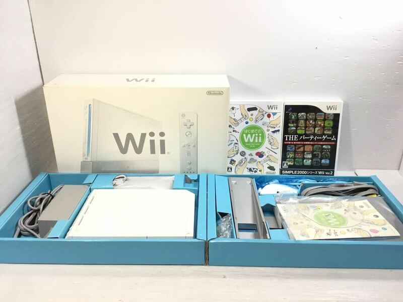 [K-2024]Nintendo Wii ホワイト★RVL-001 通電確認済み☆元箱.ソフト付き 任天堂 ニンテンドー♪売り切り 1円スタート!!