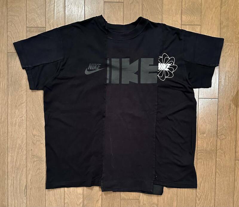 ■NIKE × sacai 極美品 ハイブリット 再構築 Tシャツ BLACK-L S#CD6311 サカイ ナイキ