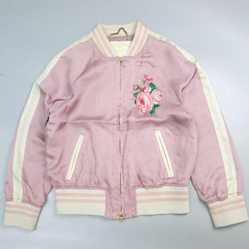 jane marple ジェーンマープル 日本製 薔薇 ローズ刺繍スカジャン ジャケット ブルゾン M レディース