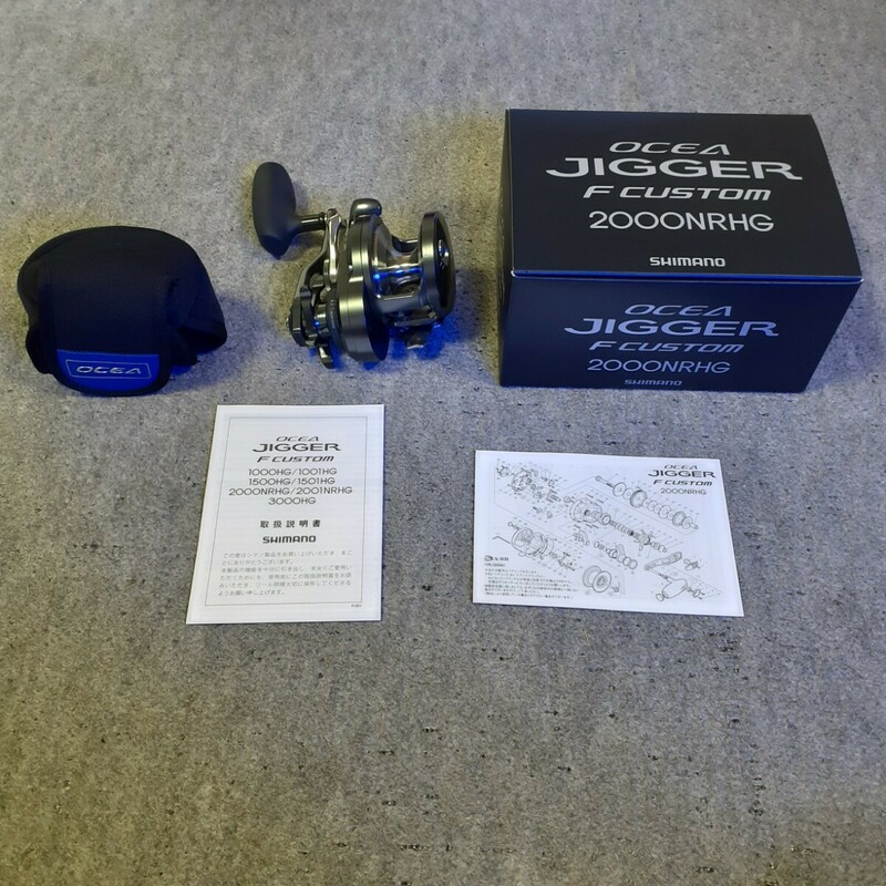 SHIMANO 19 OCEA JIGGER F CUSTOM 2000NRHG シマノ 19オシアジガーFカスタム 右ハンドル OCEA リールケース PC-233N 中古 美品 断捨離