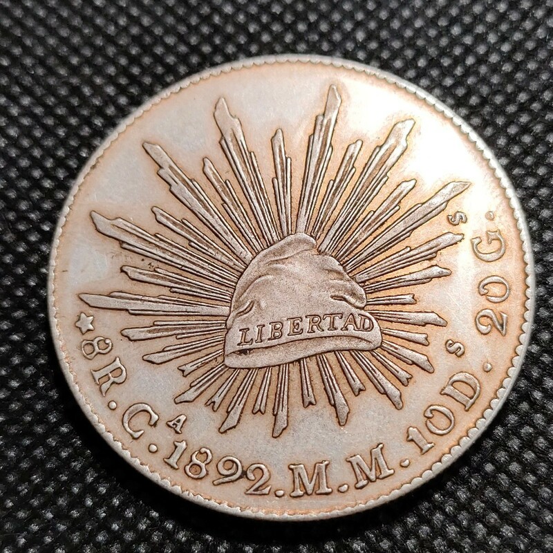 9725　メキシコ古銭　1892.M.M.10D　貿易銀　アンティークコイン