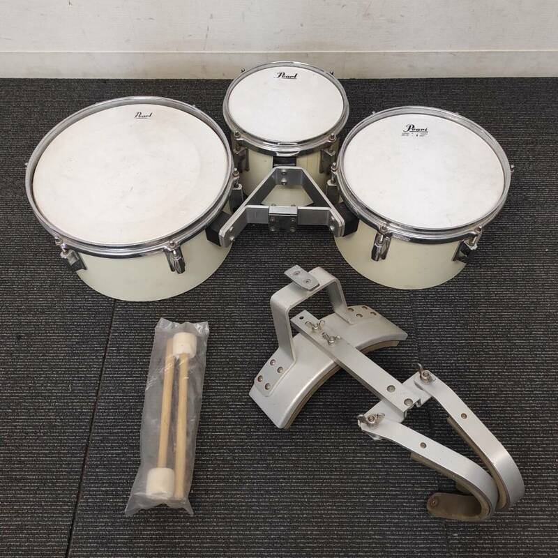 Z612-K50-724 Pearl パール ドラム 3点セット ホワイト バチ付き 打楽器