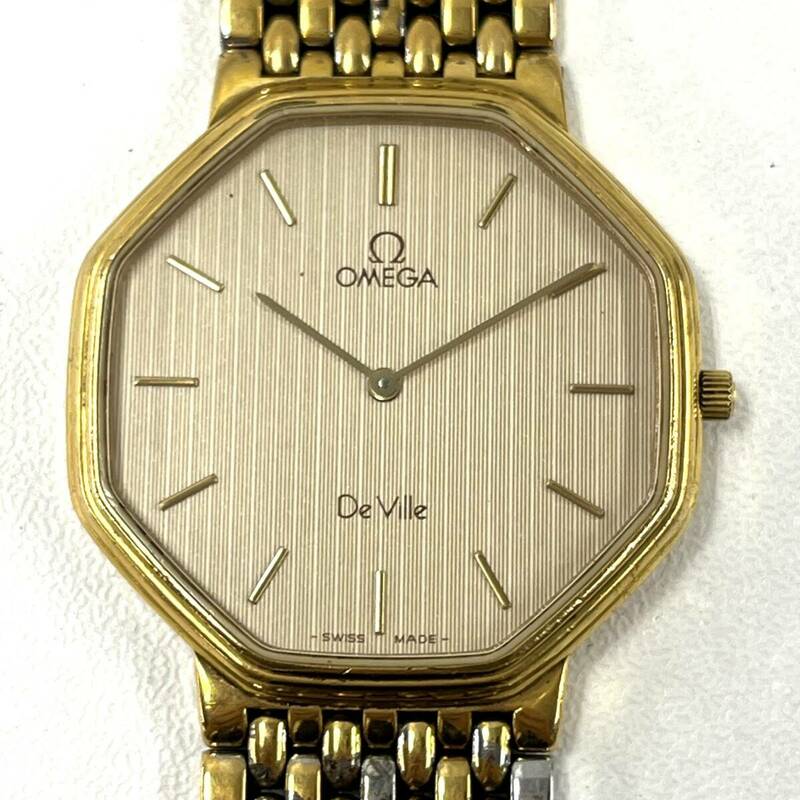 Z849-K51-728◎ OMEGA オメガ レディース腕時計 デビル クォーツ 1377 2針 ゴールド文字盤