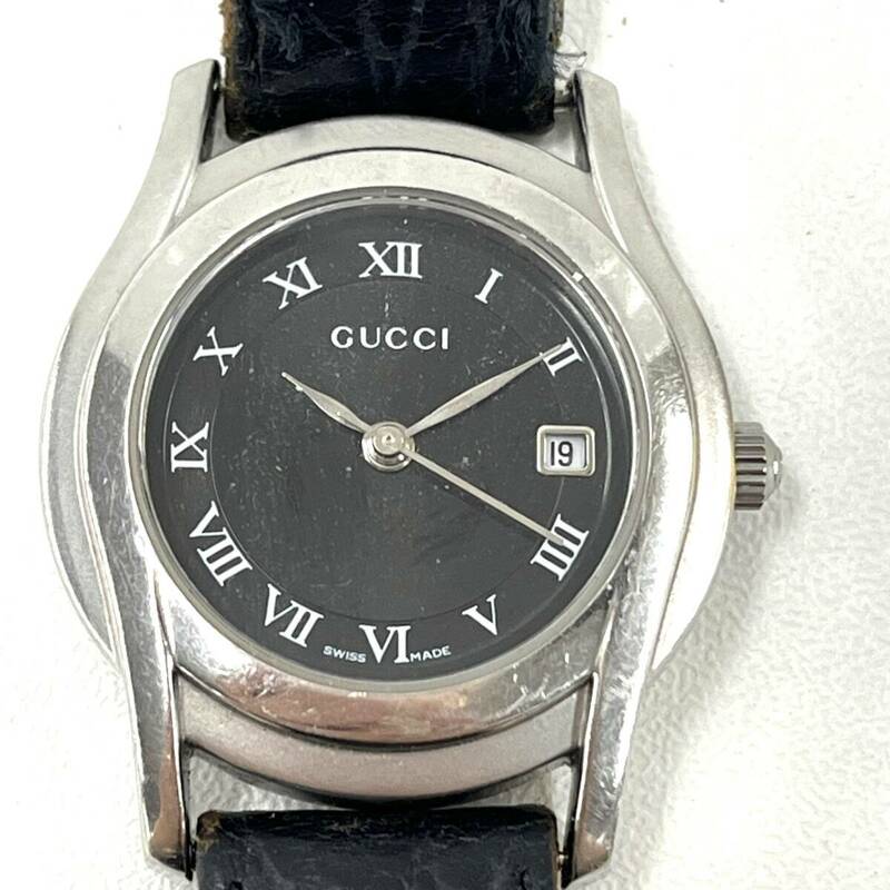 Z852-C1-981◎ GUCCI グッチ 5500L レディース腕時計 黒文字盤 デイト クォーツ 0031120