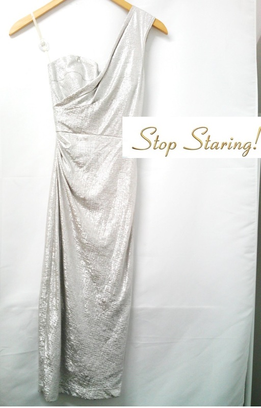 STOP STARING　(ストップスターリング）ワンショルダー　シルバー　ワンピース　ドレス　スカート　XSサイズ　ひざ丈　