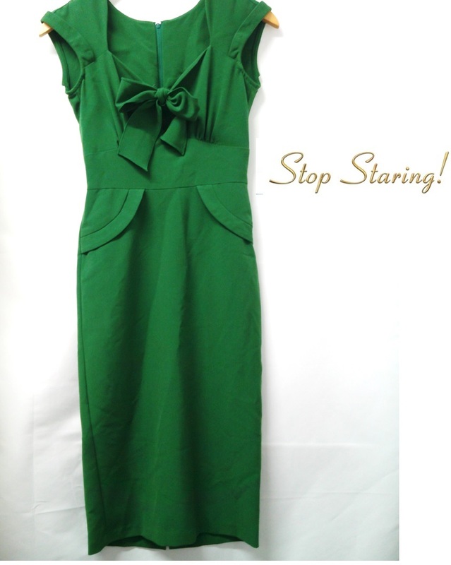 STOP STARING　(ストップスターリング）グリーン　緑色ワンピース　夏用　ノースリーブ　スカート　XSサイズ　ひざ丈　フォーマル