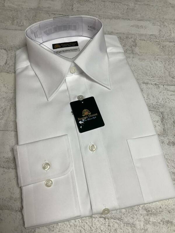 新品　 38-80 Mサイズ　シンプル高級カッターシャツ　白無地　ワイシャツ　形態安定　レギュラーシルエット