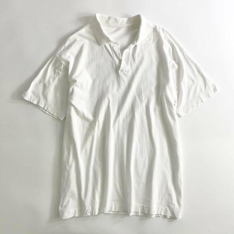 Ie23 大きいサイズ COMME des GARCONS HOMME コムデギャルソンオム 半袖ポロシャツ カットソー 無地 ホワイト 実寸XL以上 メンズ 紳士服