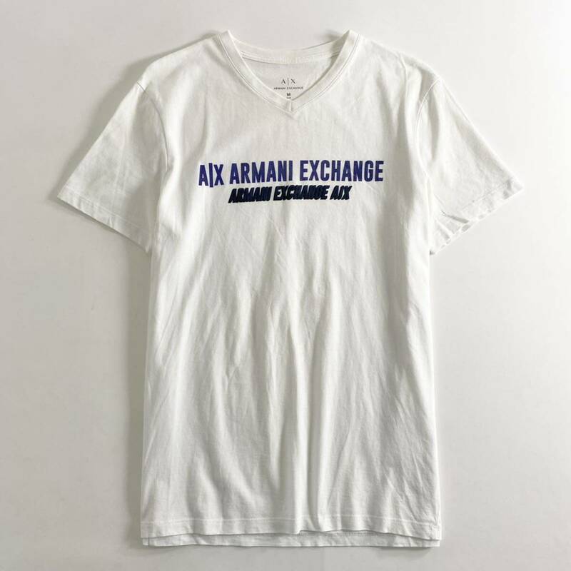 Fe27① ARMANI EXCHANGE アルマーニエクスチェンジ プリントTシャツ 半袖カットソー Mサイズ SLIM ホワイト メンズ 紳士服