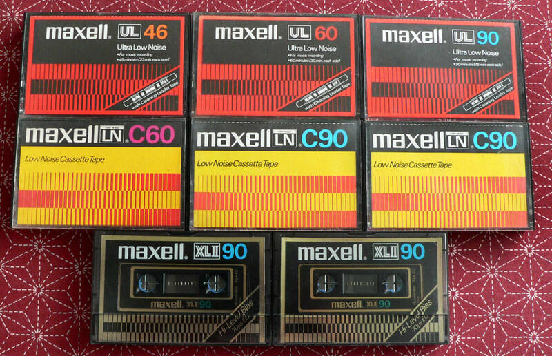 ★ 中古カセット テープ - ８本/ maxell UL、LN、XLⅡ ★