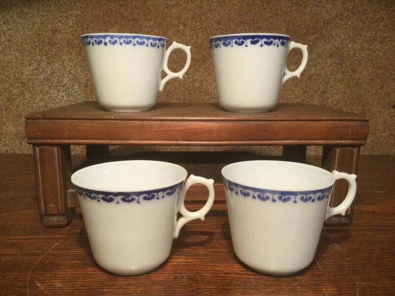 レトロ　山陶園 製 ティーカップ　4客　セット　在銘　カップ　紅茶　コーヒーカップ　昭和　アンティーク　