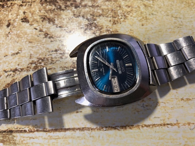レア ヴィンテージ SEIKO 5 ACTUS セイコー ファイブ アクタス デイデイト 7019-5040 ブルー 純正ブレス AUTO 自動巻 メンズ 腕時計