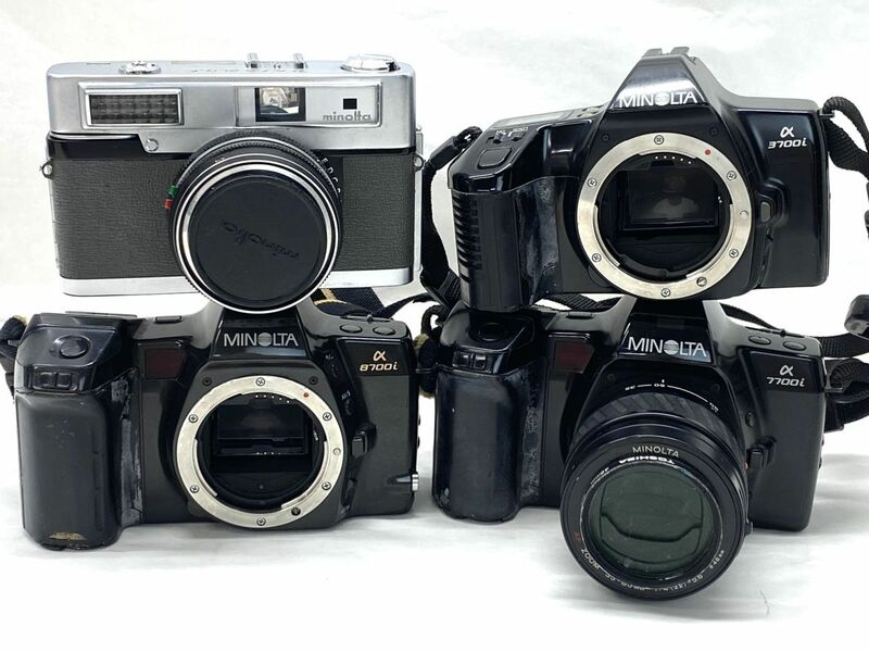 【E616】レトロカメラ フィルム 一眼レフ ミノルタ 3700i/8700i/7700iなど 4点 ボディ/レンズ まとめ売り ジャンク扱い