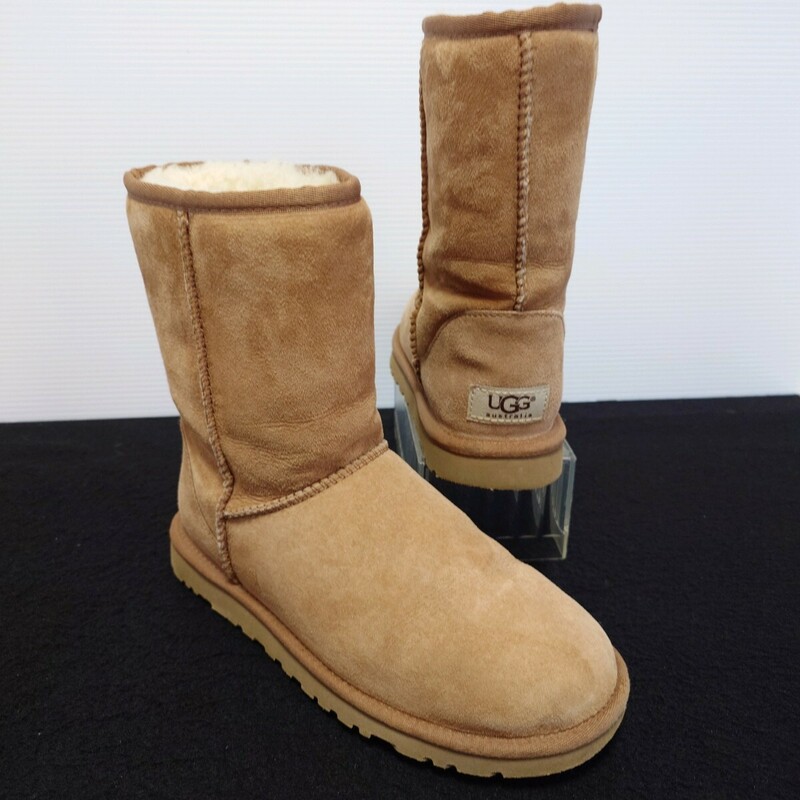 美品 UGG アグ ムートンショートブーツ 靴 23cm レディース ライトブラウン