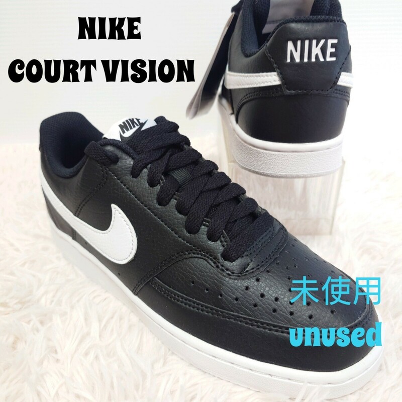 未使用 NIKE COURT VISION LOW SL ナイキ コートビジョン スニーカー 靴 24.5cm レディース ブラック 黒