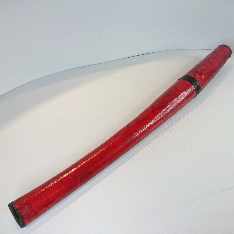 A05-0515　弓道 古式 矢筒 木製 赤漆仕上げ 