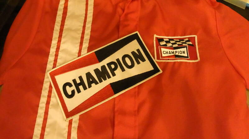 1970年代　MADE IN　USA　CHAMPION SPARK PLUG JACKET PATCH　チャンピオンプラグ　クロスエンブレム　レア