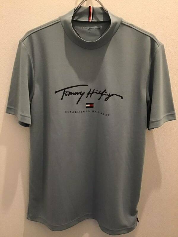 【50%OFF】メンズ　ゴルフウエアー　TOMMY トミー　 THMA133 ブルー/グレー　半袖ハイネックシャツ サイズL（155）定価9,900円