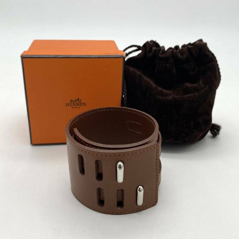 HERMES エルメス ブレスレット ダブルベルト 茶色 アクセサリー P1728