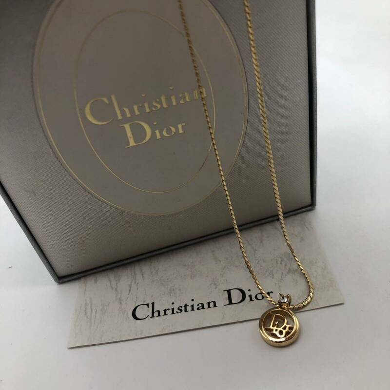 Christian Dior クリスチャン ディオール ネックレス ゴールド ロゴ ラインストーン アクセサリー P1745
