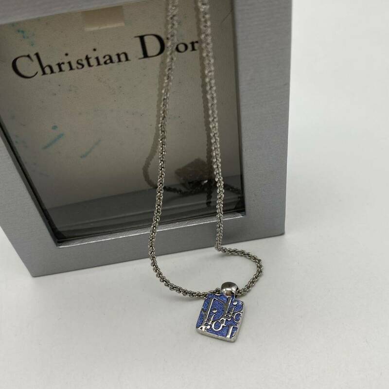 Christian Dior クリスチャン ディオール ネックレス トロッター ブルー ラインストーン リバーシブル アクセサリー P1748