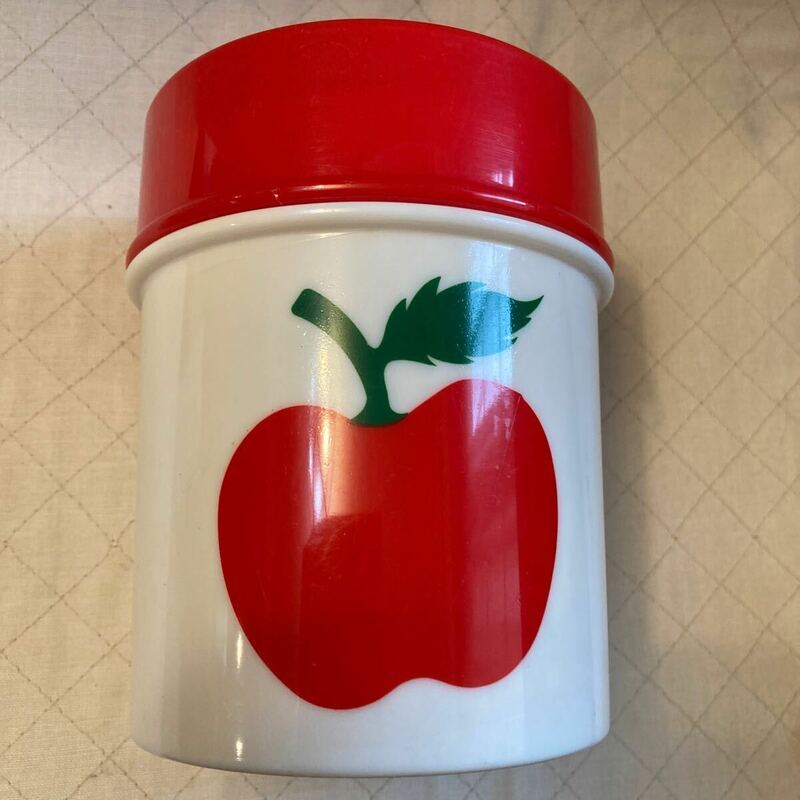 りんご キャニスター 昭和レトロ 保存容器 レトロポップ スチロール製 キャンディポット 小物入れ ディスプレイ インテリア 当時物