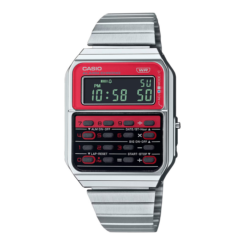 CASIO カシオ カリキュレーター CA-500WE-4B レッド データバンク DATABANK 電卓 計算機 メンズ レディース 腕時計 でんクロ CQ-1 復刻版