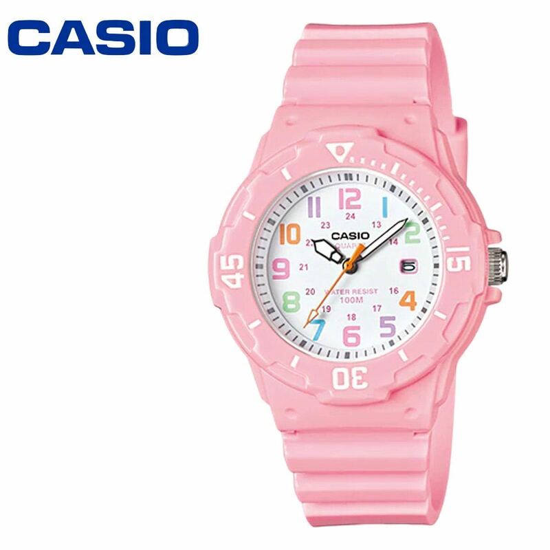 カシオ CASIO LRW200H ピンクマルチカラー 女性用 子供用 腕時計 レディース キッズ 女の子 カレンダー アナログ 防水 軽量