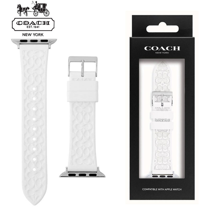 COACH コーチ Apple Watch アップルウォッチ 14700050 バンド ベルト シリコン ラバー ホワイト Cマーク ロゴ シグネチャー 38mm 40mm 41mm