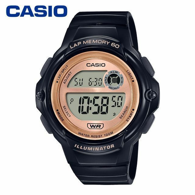 カシオ CASIO LWS1200 ブラック ゴールド デジタル ラップメモリー レディース 女性用 腕時計 陸上 スポーツ ランニング 防水 薄い 軽い