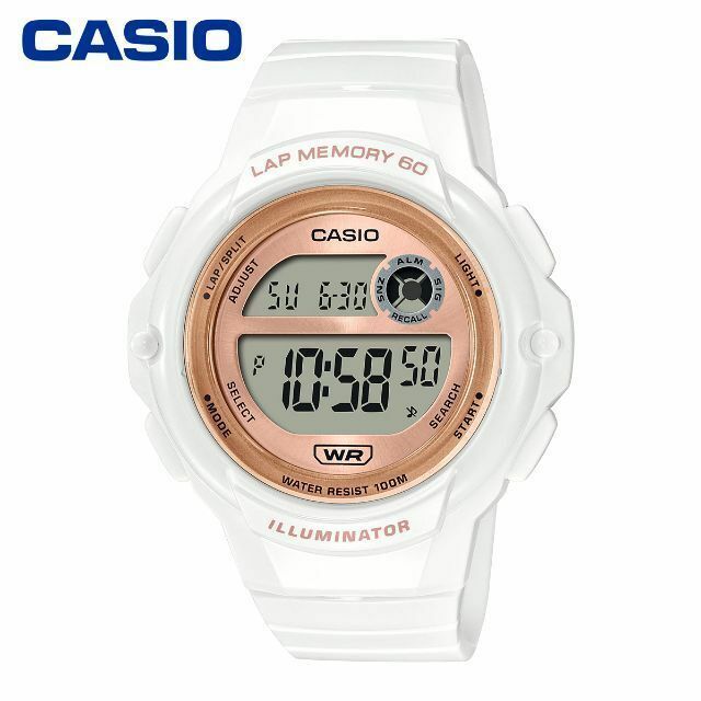 カシオ CASIO SPORTS GEAR LWS1200 ホワイト ゴールド ラップメモリー レディース 女性用 腕時計 陸上 スポーツ 防水 デジタル 薄い 軽い