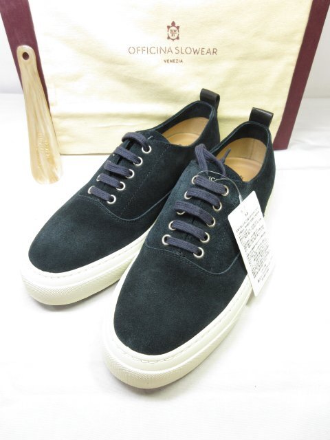 定価63.800円 未使用【OFFICINA SLOWEAR スローウエア】 130206 SW442 850 スエード スニーカー 靴 (メンズ) size41 ネイビー■30SLZ118■