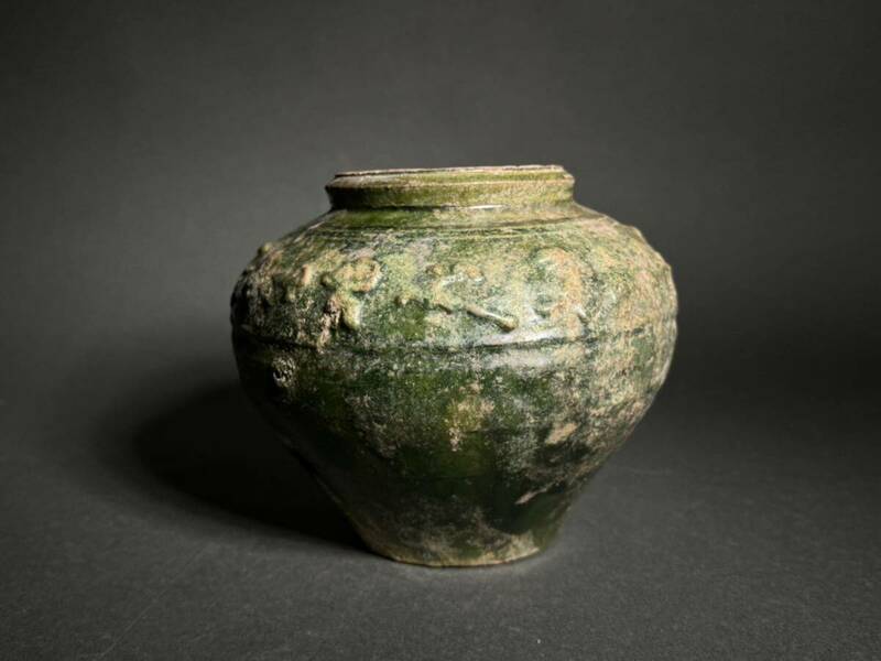 漢時代 緑釉 壺 中国美術 唐物 