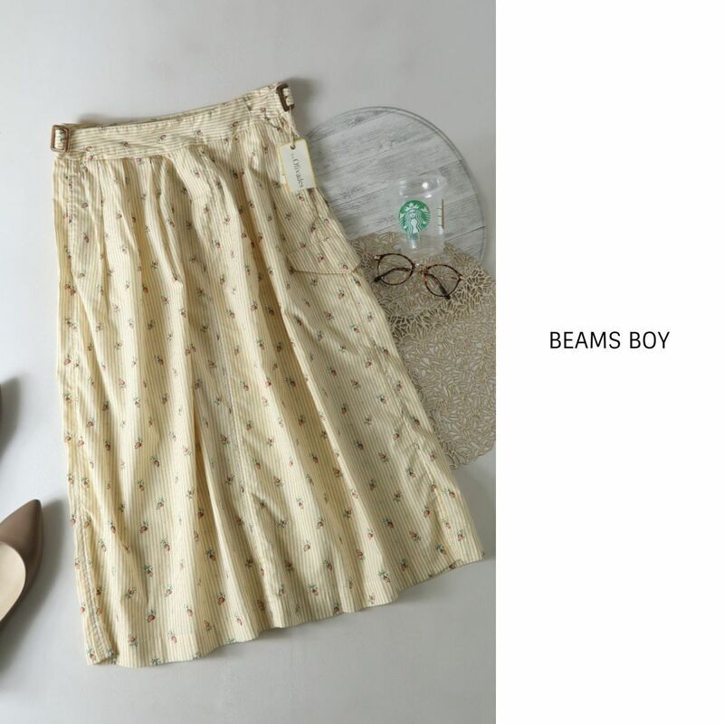 新品☆ビームス BEAMS BOY☆洗える 綿100% Les Olivades コラボ 小花柄スカート☆M-B 4229