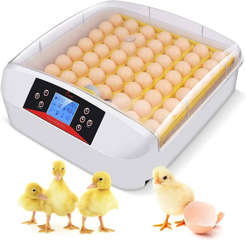 自動孵卵器 56枚 検卵ライト内蔵 大容量 自動転卵 照卵器付き インキュベーター デジタル表示 自動温度制 ふ卵器 実験用 家庭用