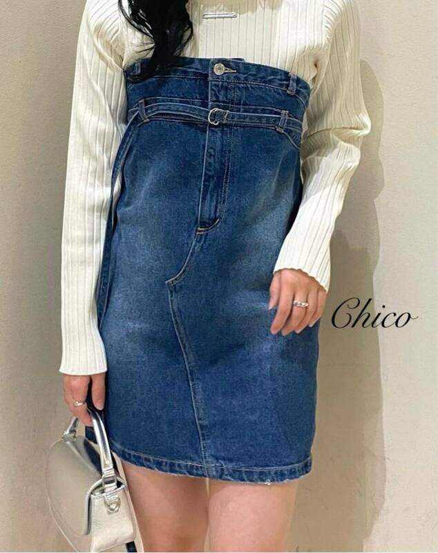 新品 Chico デニムベアミニワンピース