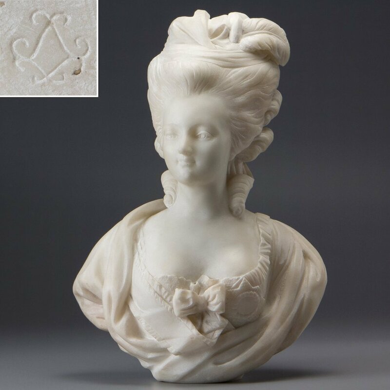 【五】アンティーク 大理石彫刻 女性 胸像 重約12kg