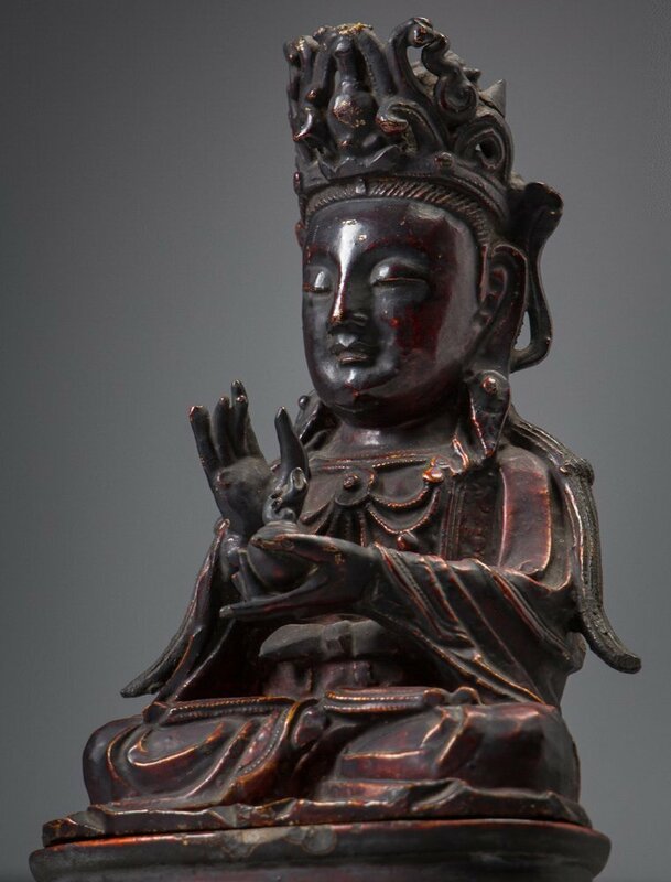【五】仏教美術 黄銅菩薩坐像 清時代