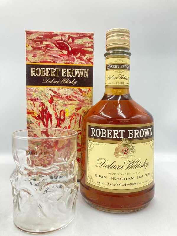 ST【同梱不可】KIRIN ROBERT BROWN ロバートブラウン ウイスキー特級 箱 グラス付 760ml 43％ 1170g 未開栓 古酒 Z049351