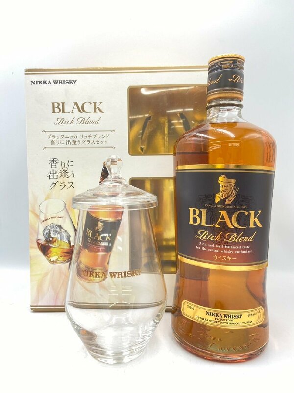 ST【同梱不可】NIKKA ニッカ ブラック 香りに出逢うグラス付 箱有 700ml 40% 未開栓 古酒 Z051245