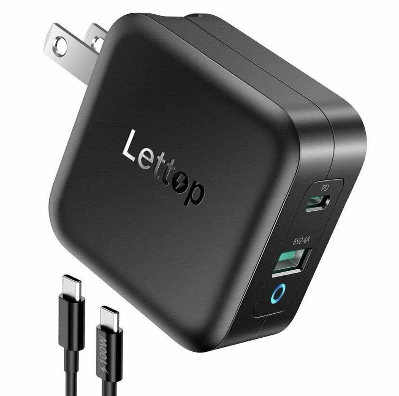 Lettop PD 充電器 65W TypeC 急速充電器 折り畳み式 ブラックハブ USB 