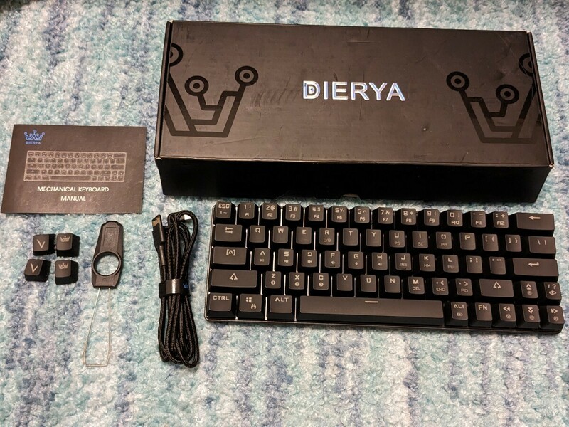 0604u2433　DIERYA 60% ワイヤレスメカニカルキーボード TKL 63キー RGB 発光 全キーロールオーバー 赤軸