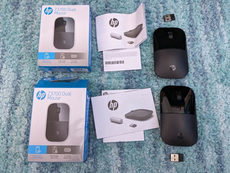 0605u2309　HP ワイヤレスマウス 無線 マウス 静音 Z3700 デュアルワイヤレスマウス 静音マウス ブラック 2個セット