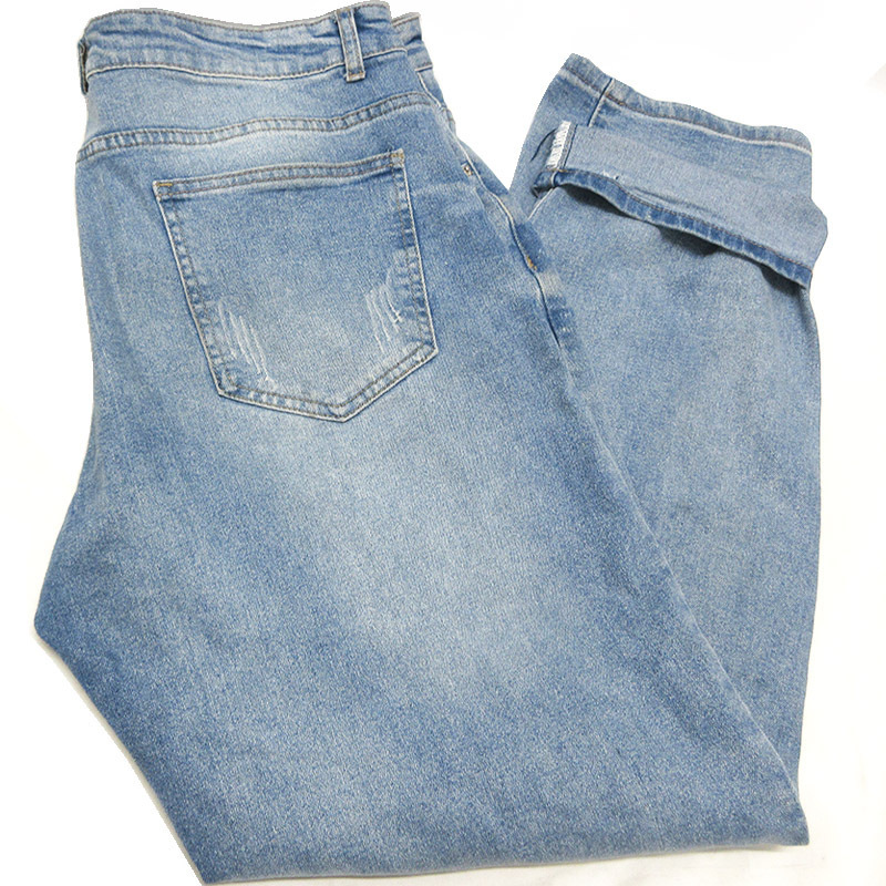 シーインメンズ デニム ジーンズ JEANS パンツ ダメージ加工 サイズXL ライトブルー 綿 コットン75％ 中古 古着 SHEIN