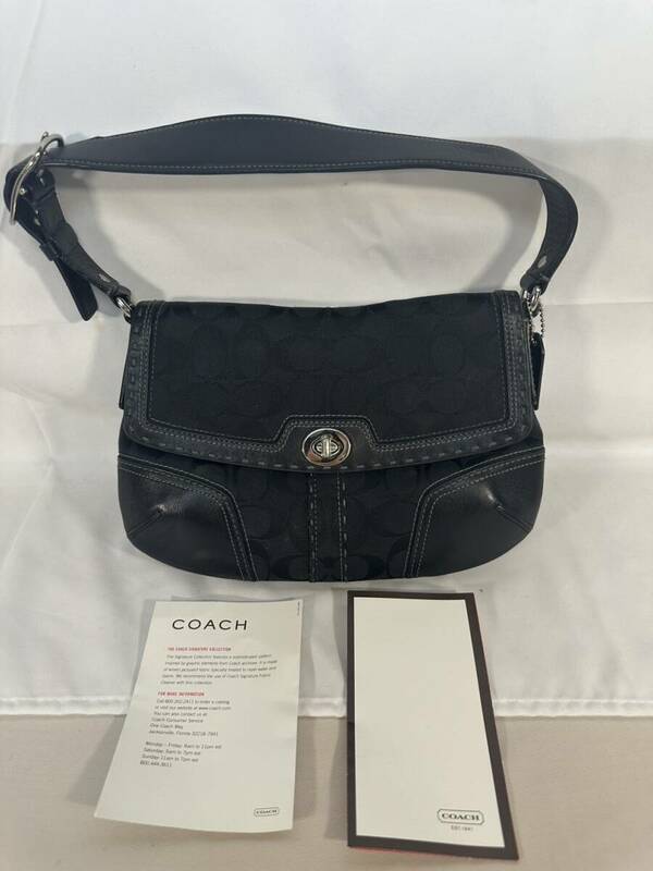 コーチ COACH バッグ ショルダーバッグ ジャガード×レザー ブラック 11574 ハンプトンズ シグネチャー 黒 キャンパス